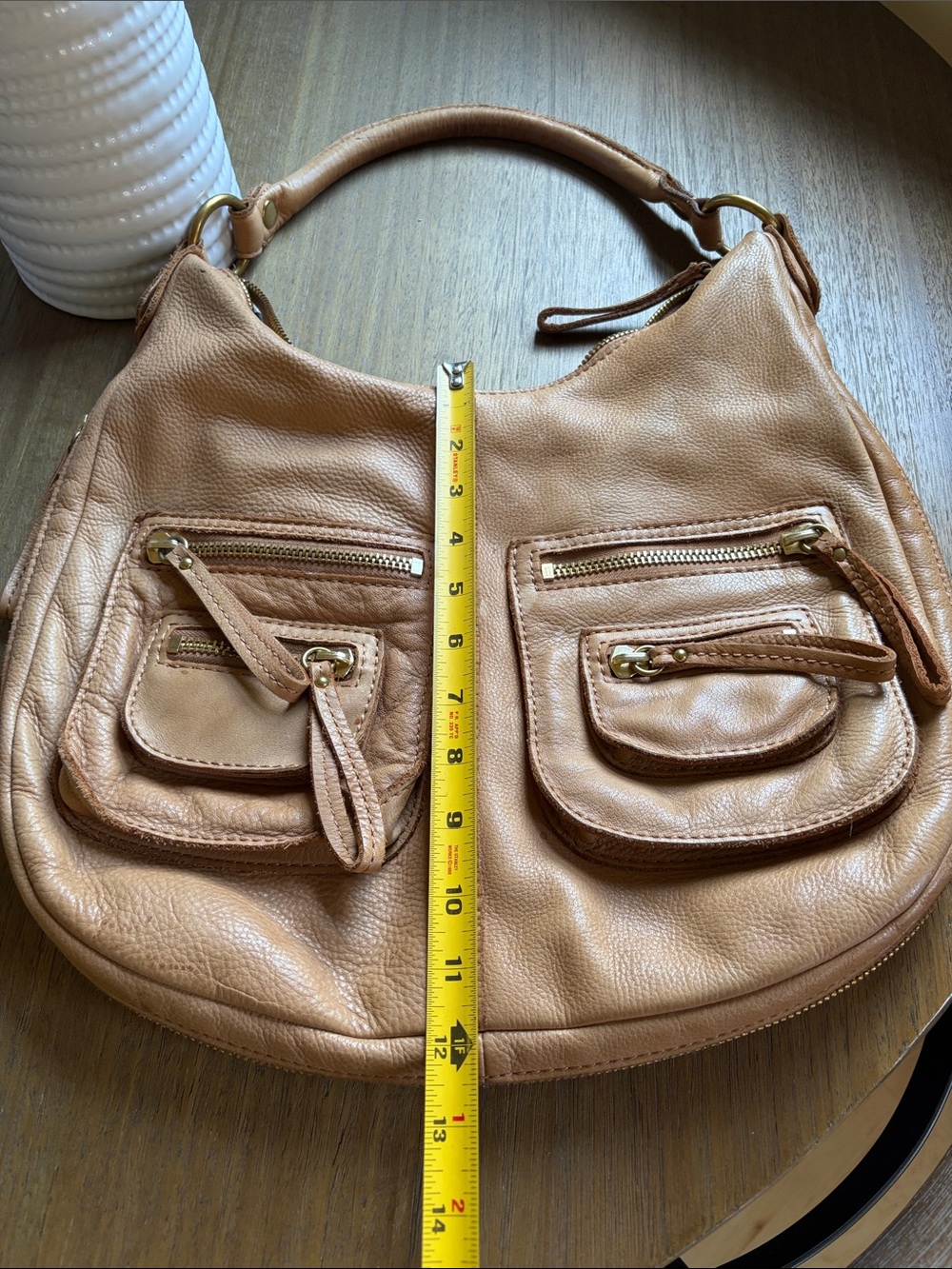 Linea Pelle Dylan Tan Hobo Leather Handbag Purse - Picture 9 of 12